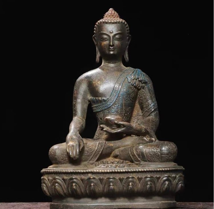 🕉️ พระพุทธรูปศากยมุนีเก่าโบราณทิเบต  รูปที่ 4