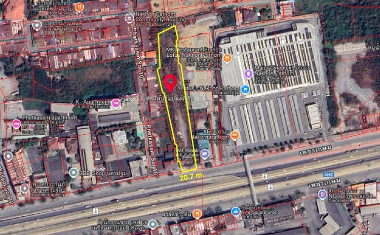 ขายที่ดิน 3 ไร่ ติดถนนเพชรเกษม ข้างโลตัสนครปฐม เจ้าของขายเอง