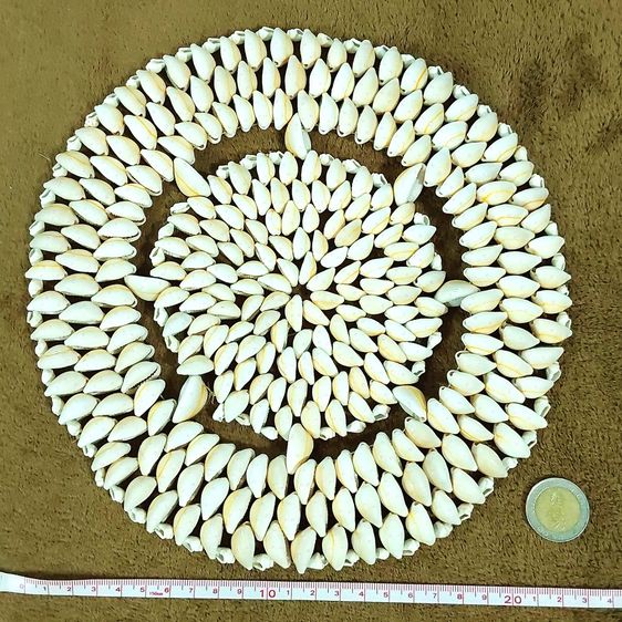 🥘🐚🌊 แผ่นรอง ของร้อน ทำจากเปลือกหอยเบี้ยจักจั่น Cowrie shell trivet Monetaria moneta Hot Pad Holder Doily รูปที่ 8