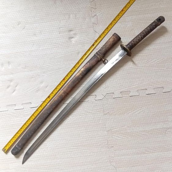 ดาบซามูไร ทรงKatana  ปลอกดาบเป็นทองเหลืองลวดลายสวยงาม 
