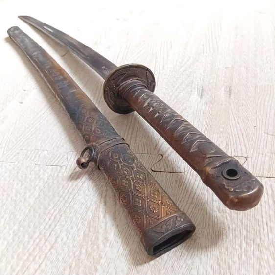 ดาบซามูไร ทรงKatana  ปลอกดาบเป็นทองเหลืองลวดลายสวยงาม  รูปที่ 7