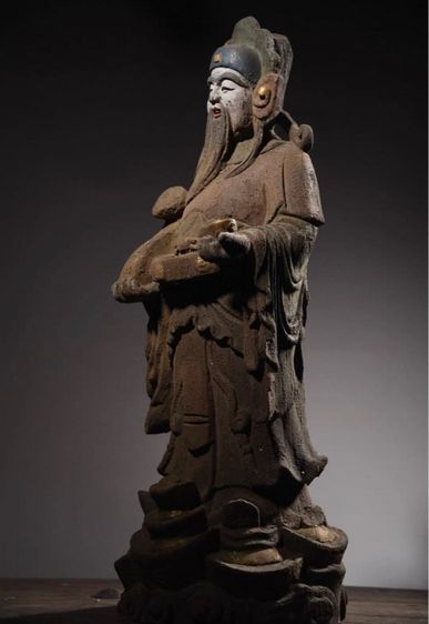 ❗️รูปปั้นเทพเจ้าแห่งความมั่งคั่ง แกะสลักไม้เก่าโบราณ  รูปที่ 4