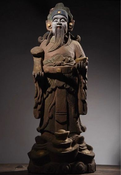 ❗️รูปปั้นเทพเจ้าแห่งความมั่งคั่ง แกะสลักไม้เก่าโบราณ 