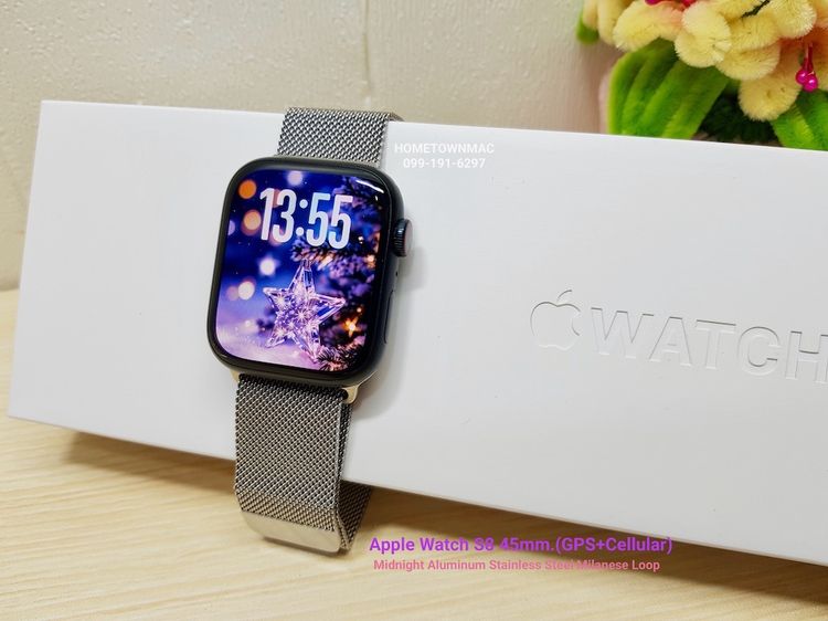 Apple Watch S8 45mm. Midnight Aluminum สาย Stainless Steel Milanese Loop (GPS+Cellular) สุดคุ้ม น่าใช้งาน