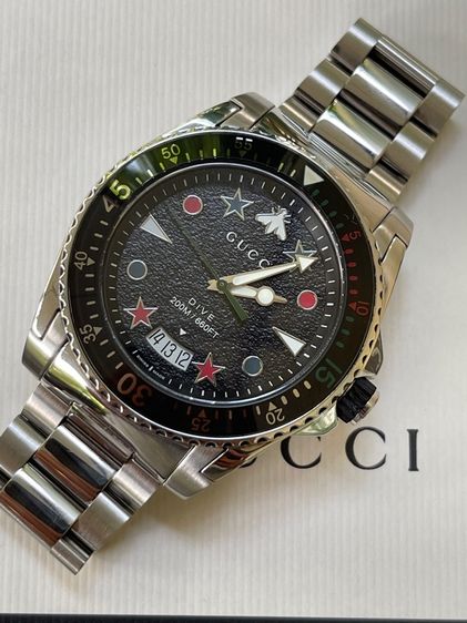 GUCCI Dive XL Swiss 45 mm Stainless Steel Black Dial Men’s 's Quartz Watch YA136221 รูปที่ 6