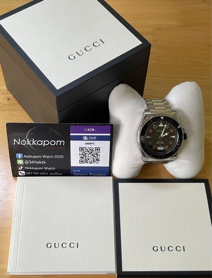 GUCCI Dive XL Swiss 45 mm Stainless Steel Black Dial Men’s 's Quartz Watch YA136221 รูปที่ 2