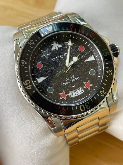 GUCCI Dive XL Swiss 45 mm Stainless Steel Black Dial Men’s 's Quartz Watch YA136221 รูปที่ 4