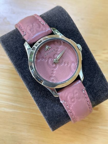 GUCCI G Timeless Watch Ladies Swiss Quartz 126.5 YA126578 Pink Dial 27 mm Leather Strap  รูปที่ 5