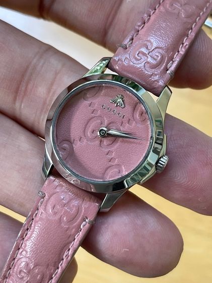 GUCCI G Timeless Watch Ladies Swiss Quartz 126.5 YA126578 Pink Dial 27 mm Leather Strap  รูปที่ 12