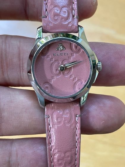 GUCCI G Timeless Watch Ladies Swiss Quartz 126.5 YA126578 Pink Dial 27 mm Leather Strap  รูปที่ 9
