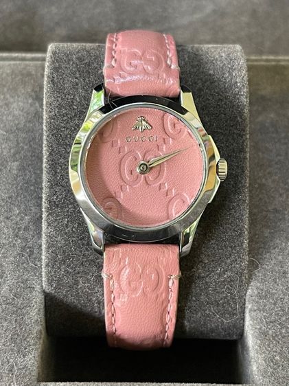 GUCCI G Timeless Watch Ladies Swiss Quartz 126.5 YA126578 Pink Dial 27 mm Leather Strap  รูปที่ 17