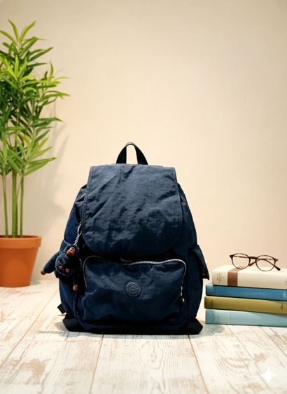 น้ำเงิน โพลีเอสเตอร์ กระเป๋าเป้สะพายหลัง Kipling City Pack Medium Backpack 
