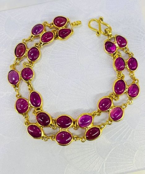 สร้อยข้อมือพลอยจทับทิมแท้ทอง 9k