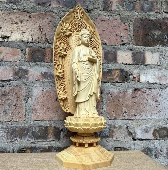 🕉️ไม้แกะสลักของพระอมิตาภพุทธะ  รูปที่ 3