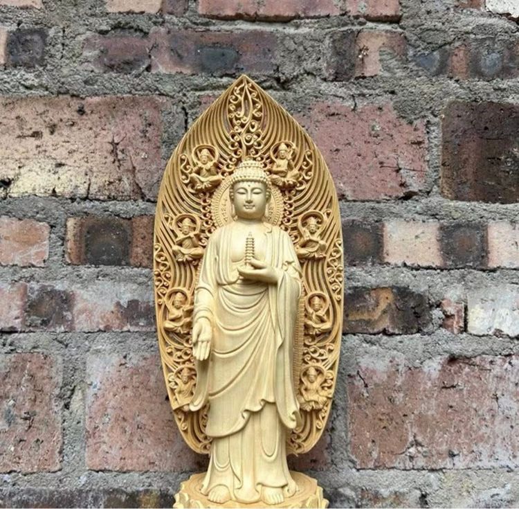 🕉️ไม้แกะสลักของพระอมิตาภพุทธะ  รูปที่ 2