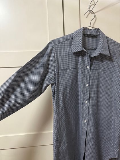 เสื้อเชิ้ต ZARA BASIC ลายตารางน้ำเงิน-ขาว (sizeS) รูปที่ 3