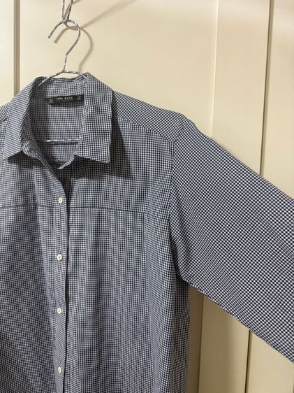 เสื้อเชิ้ต ZARA BASIC ลายตารางน้ำเงิน-ขาว (sizeS) รูปที่ 4
