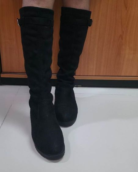 รองเท้าลุยหิมะ รองกันหนาวสีดำ น่ารักกิ๊บเก๋ตรงประดับเข็มขัดเบอร์36 รูปที่ 13