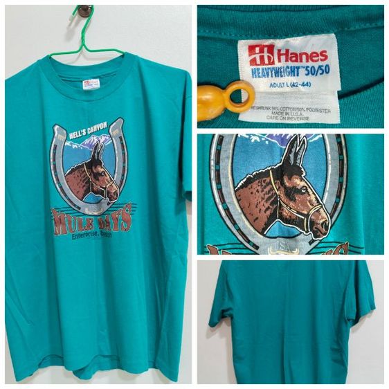 เขียว XL แขนสั้น อื่นๆ อื่นๆ เสื้อยืดงานป้าย Hanes Heavy Weight  