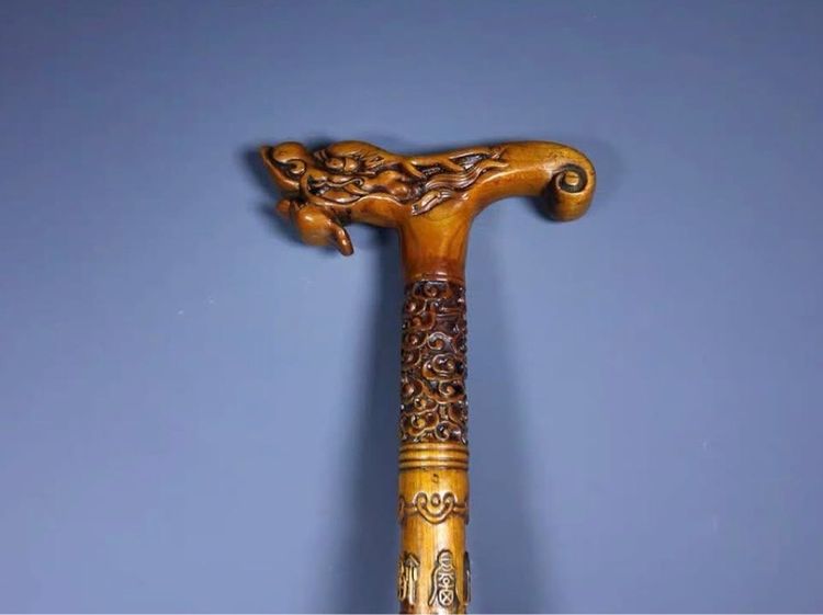 ☯️ไม้เท้าไม้โรสวูดแกะสลักประณีตเก่าแก่