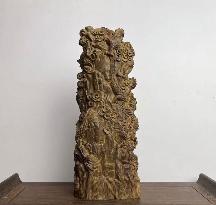 ☯️ไม้กฤษณาแกะสลักรูปมังกรเก้าตัว โอบล้อมกวนกง เครื่องประดับกวน รูปที่ 3