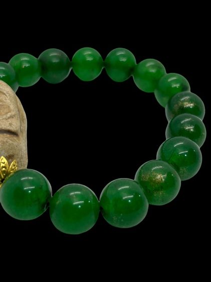 ประคำมือหยกสีเขียวมรกตคละพระสมเด็จม้วนสีเหลือง  รูปที่ 9