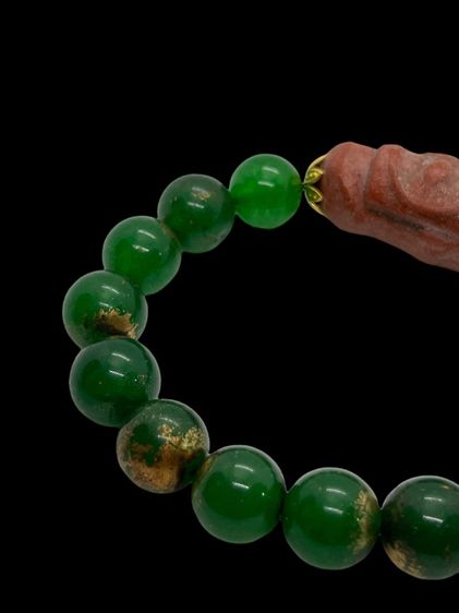 ประคำมือหยกสีเขียวมรกตคละพระสมเด็จม้วนสีเเดง(023) รูปที่ 9