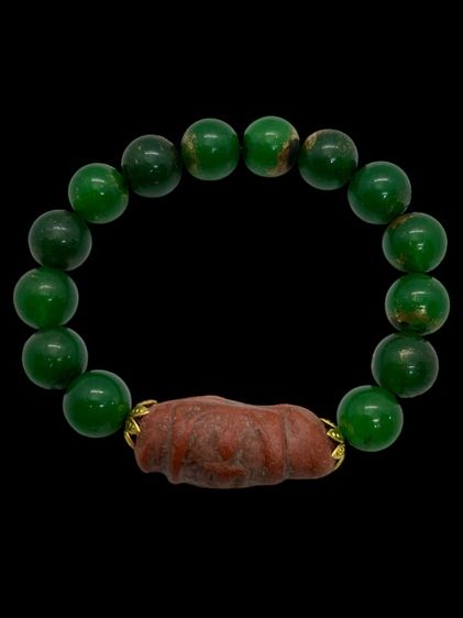 ประคำมือหยกสีเขียวมรกตคละพระสมเด็จม้วนสีเเดง(023) รูปที่ 2