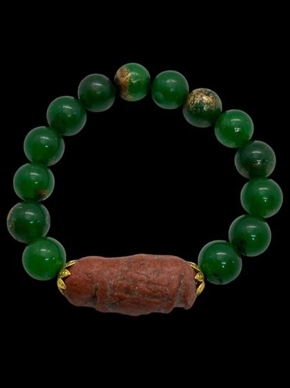 ประคำมือหยกสีเขียวมรกตคละพระสมเด็จม้วนสีเเดง(023) รูปที่ 3