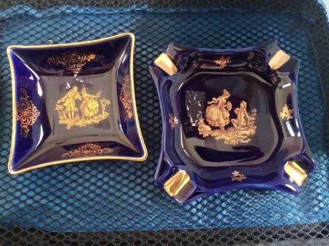 Limoges แท้จากฝรั่งเศส เขียนด้วยน้ำทองแท้ 24K สวยค่ะ(เหมายกคู่)