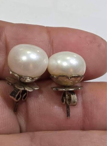 งานเก่า เงินแท้ มุกแท้ มุกกว้าง 1 cm. 🤍🤍  รูปที่ 3