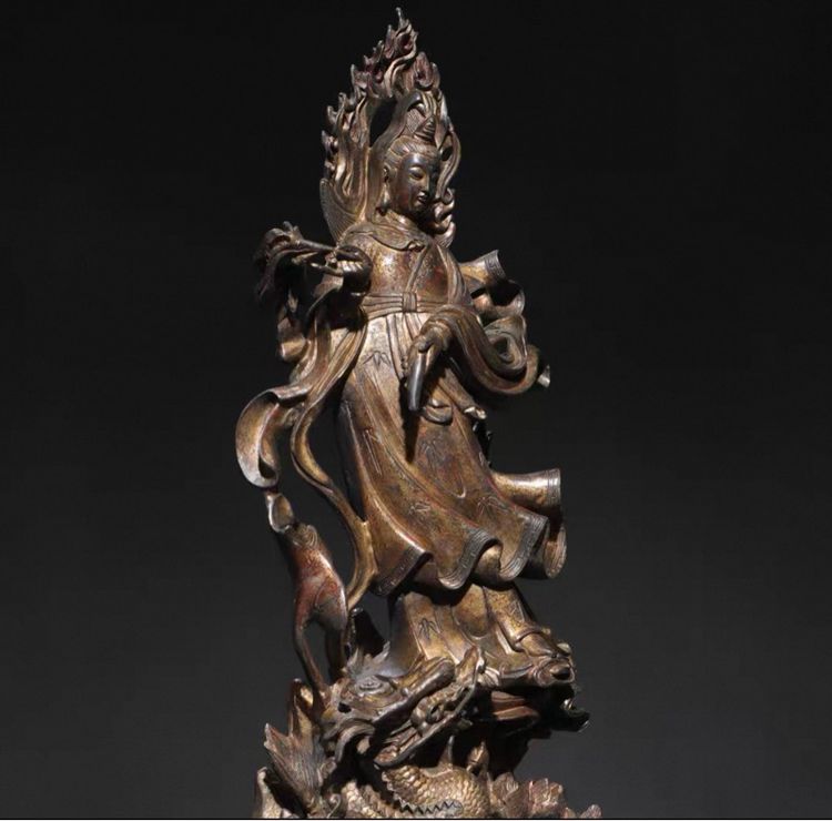 🕉️ พระพุทธรูปยืน“พระแม่สาจีหลง”เก่า รูปที่ 4