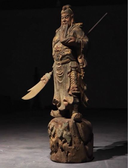 🐲รูปปั้นเทพเจ้านักรบกวนกงยู แกะสลักไม้จีนโบราณ งดงามมาก รูปที่ 2