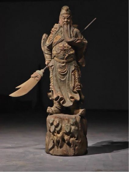 🐲รูปปั้นเทพเจ้านักรบกวนกงยู แกะสลักไม้จีนโบราณ งดงามมาก