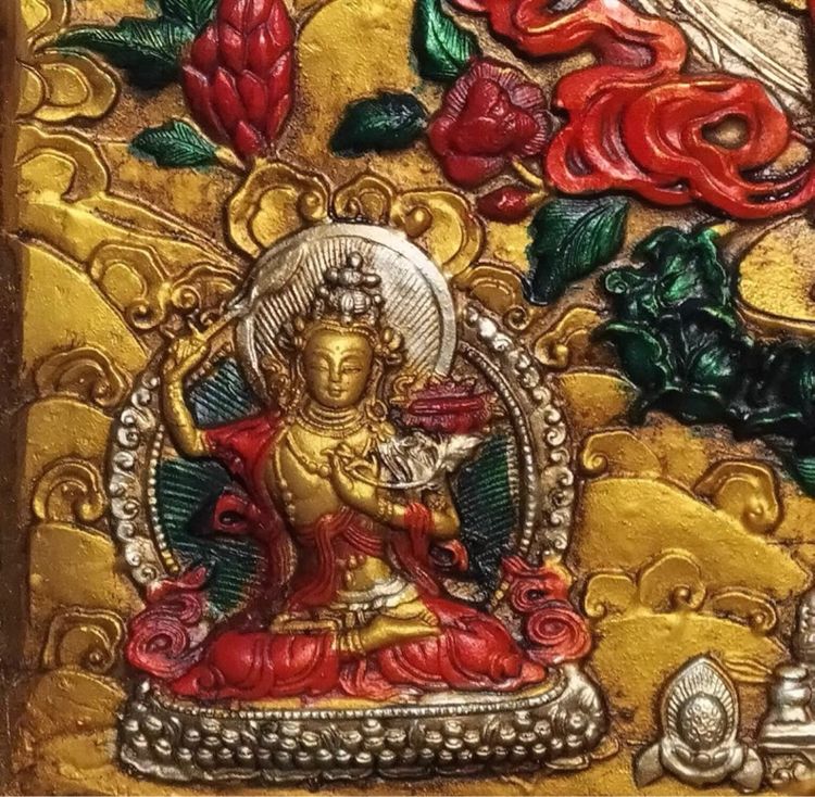 🕉️ภาพทังก้า(ขนาดใหญ่ ) กรอบไม้สไตส์ทิเบต  รูปที่ 4