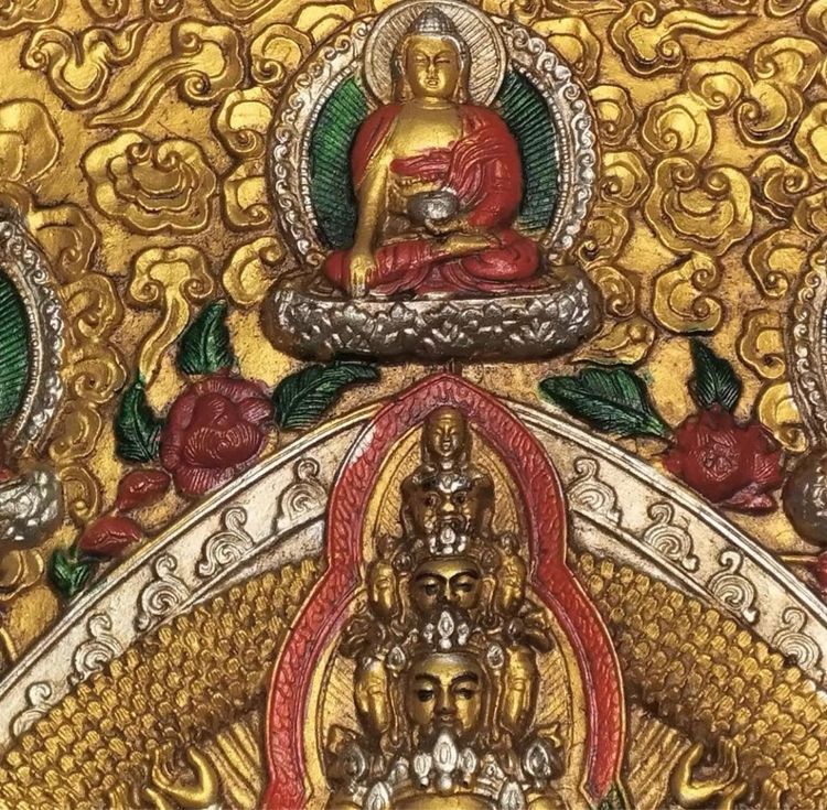 🕉️ภาพทังก้า(ขนาดใหญ่ ) กรอบไม้สไตส์ทิเบต  รูปที่ 2