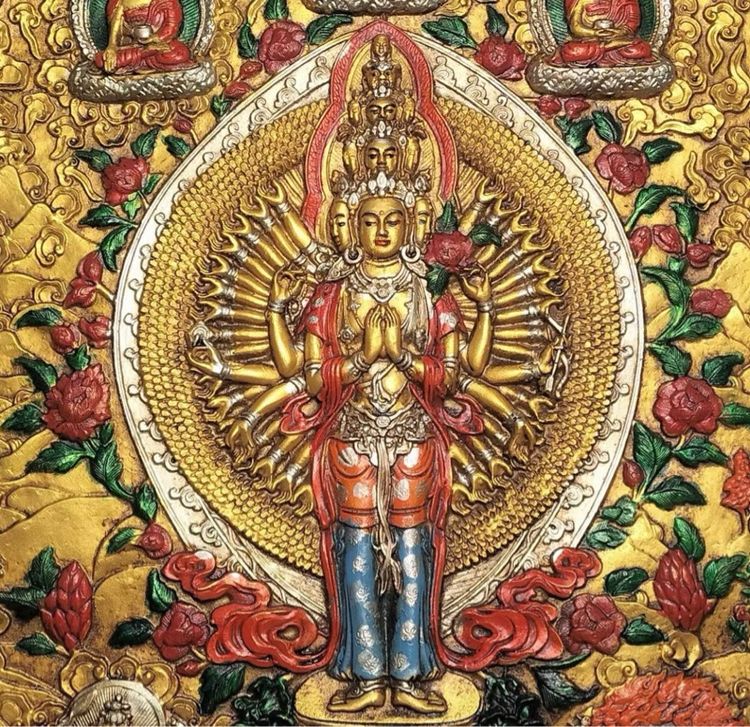 🕉️ภาพทังก้า(ขนาดใหญ่ ) กรอบไม้สไตส์ทิเบต  รูปที่ 3