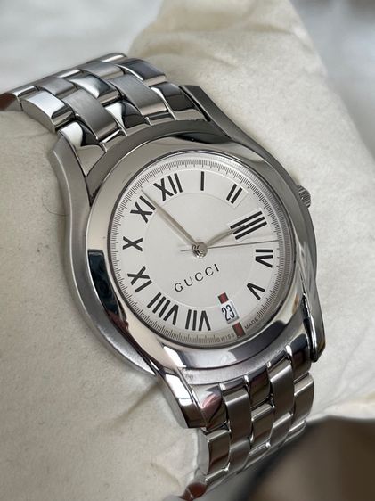 GUCCI 5500M 34 mm White Dial Swiss Quartz Steel Swiss Watch รูปที่ 5