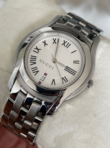 ขาว GUCCI 5500M 34 mm White Dial Swiss Quartz Steel Swiss Watch