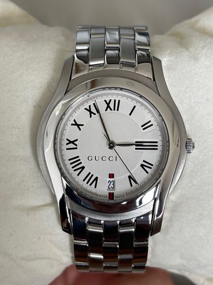 GUCCI 5500M 34 mm White Dial Swiss Quartz Steel Swiss Watch รูปที่ 6