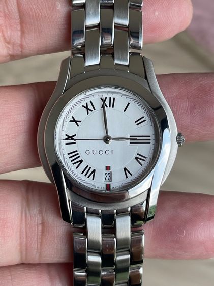 GUCCI 5500M 34 mm White Dial Swiss Quartz Steel Swiss Watch รูปที่ 9