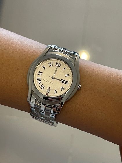 GUCCI 5500M 34 mm White Dial Swiss Quartz Steel Swiss Watch รูปที่ 18