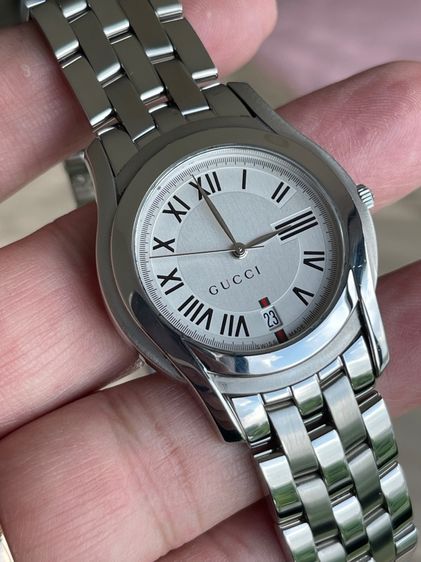 GUCCI 5500M 34 mm White Dial Swiss Quartz Steel Swiss Watch รูปที่ 10
