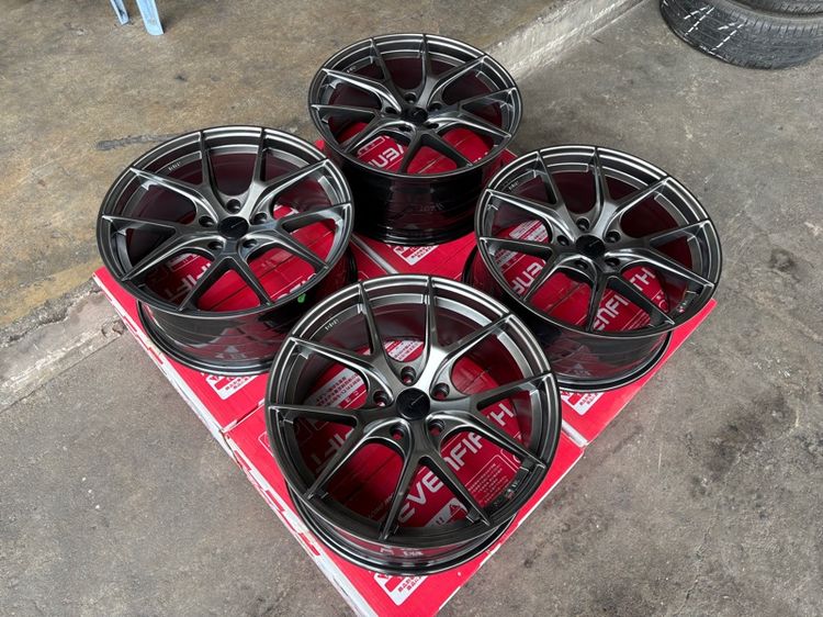 ล้อแม็กมือ1 ขอบ18 ก้านY 5รู114 กว้าง8.5 ออฟ35 สีไฮเปอร์แบล็ก ล้อเบา FLOW FORMING งานSEVENFIFTH งานสวยมากๆ รูปที่ 2