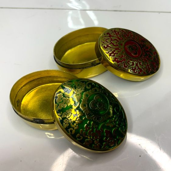 ตลับสีผึ้งทองเหลือง ลงยา ลายการบินไทย