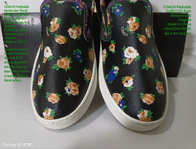 COACH Parkside, Slip-on for Women 37EU(23.5cm) Original ของแท้ มือ 2 สภาพเยี่ยม, รองเท้า COACH หนังสังเคราะห์ พื้นเต็ม Soft แท้ สวยมาก รูปที่ 7