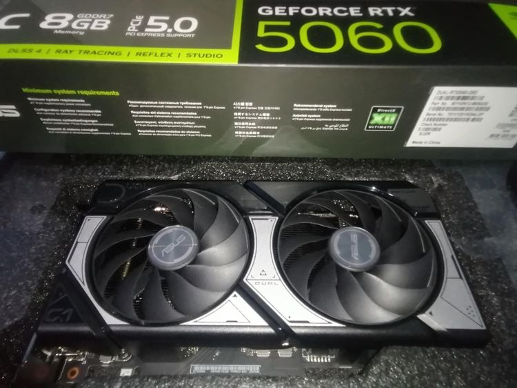 การ์ดจอ ASUS Dual GeForce RTX™ 5060 8GB ครบกล่องแท้ๆ  GDDR7 OC Edition VGA Card ตัวนี้บูสแรงเสียงพัดลมเงียบ บูสปกติถึง 2535MHz    ประกันของแ รูปที่ 2