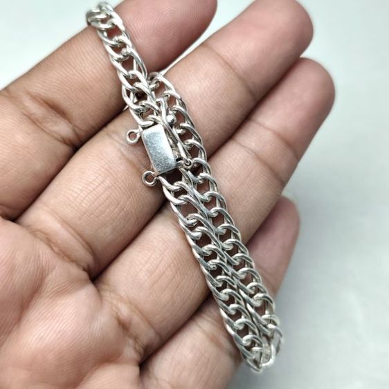 🔖ข้อมือเงินแท้ 925 หนาๆตันๆ ตะขอแข็งแรง งานสวยมากๆ งานต่างประเทศ รูปที่ 2