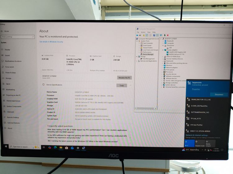วินโดว์ มากกว่า 128 กิกะไบต์ อื่นๆ ไม่ใช่ ขาย DESKTOP PC คอมพิวเตอร์ตั้งโต๊ะ DELL VOSTRO 3670 มือสอง