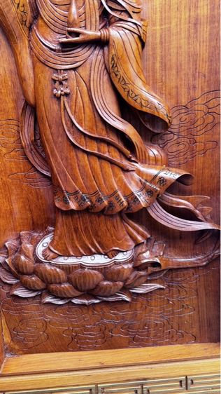 พระแม่กวนอิมไม้สักแกะสลัก3มิติ รูปที่ 3